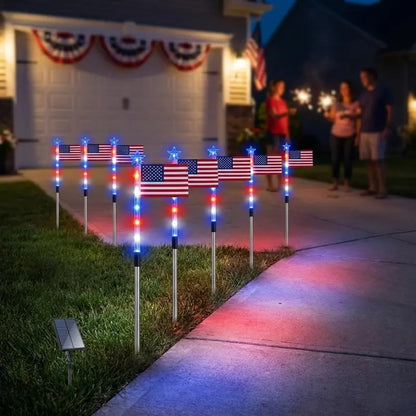 ⚡Hot Sales 49% OFF🔥8-Piece Flag Light Set – 4th of July Decorations with 8 Lighting Modes – Ideal for Independence Day Pathways, Gardens, and Yard Decor