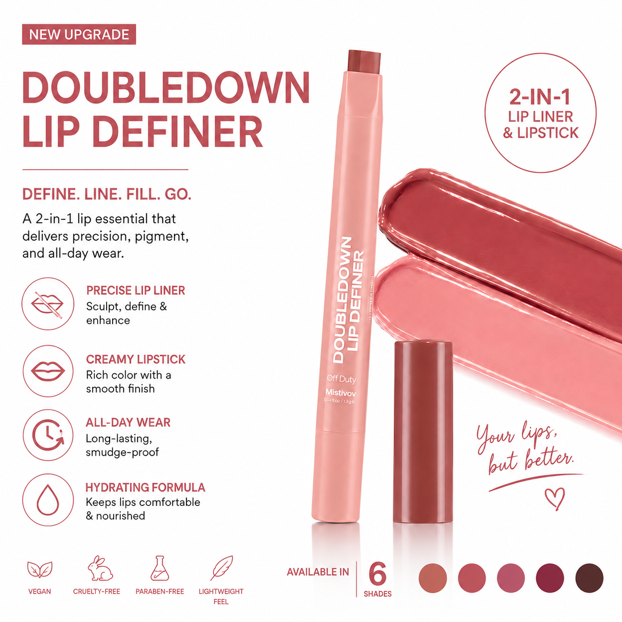 Doubledown Lip Definer - 2-in-1 Lip Liner & Balm