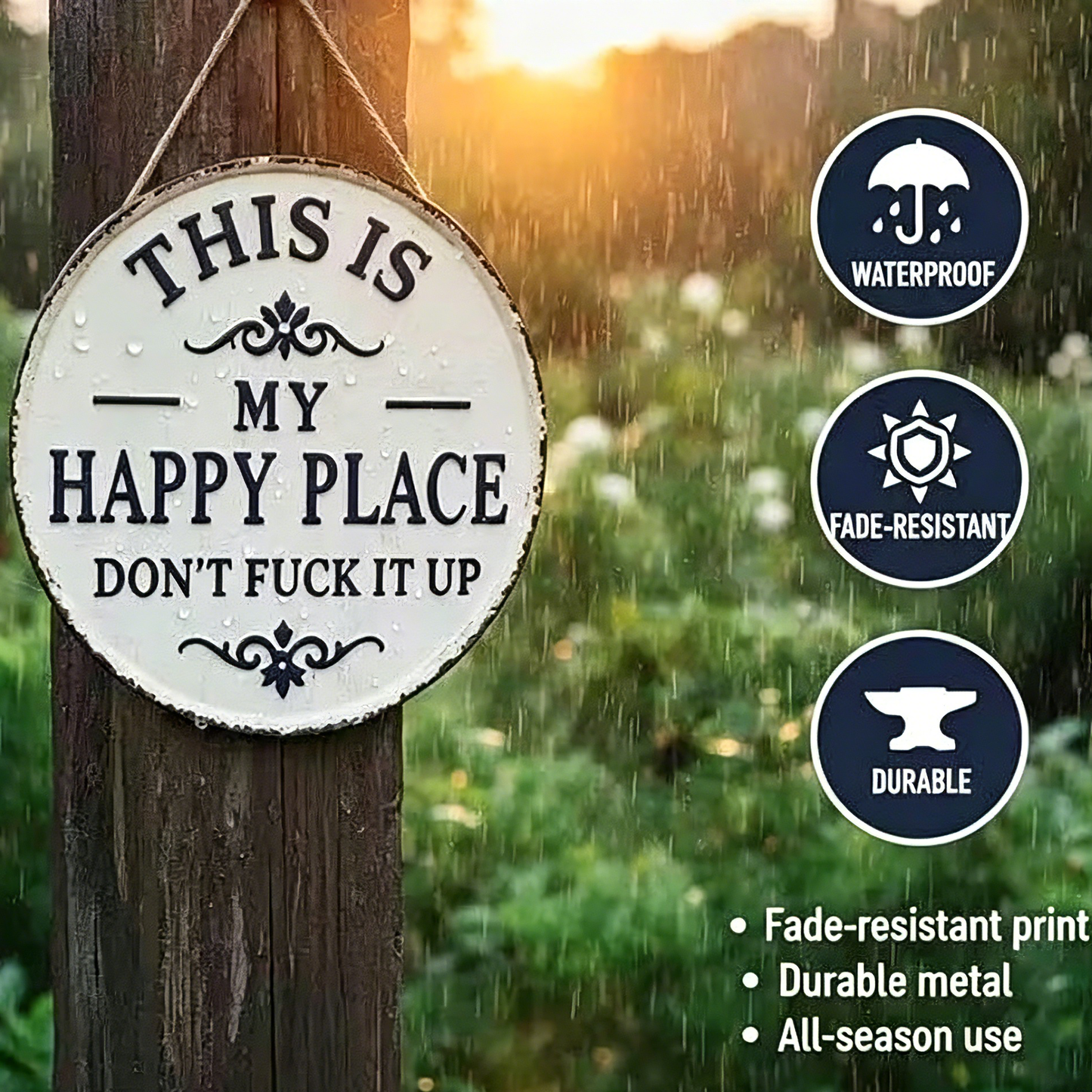 🔥Last Day 49% OFF🎁Happy Place-Vintage Statement Metal Sign