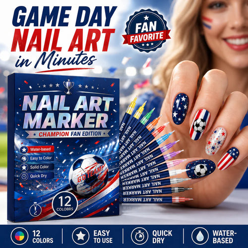 Soccer Fan Nail Art Set – 12 Colors DIY Nail Design Pens for World Cup