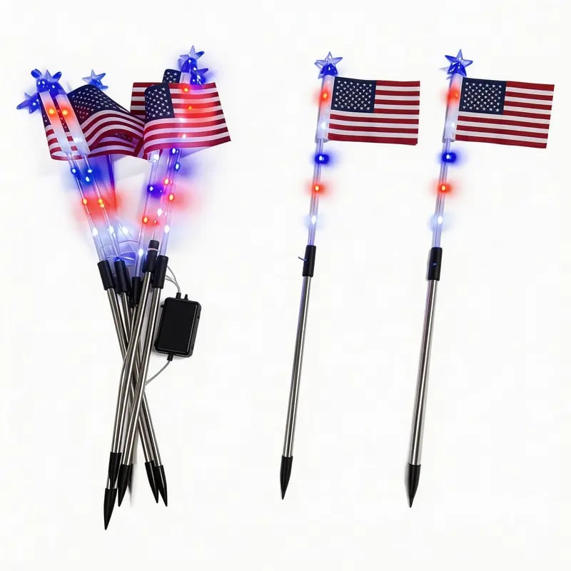 ⚡Hot Sales 49% OFF🔥8-Piece Flag Light Set – 4th of July Decorations with 8 Lighting Modes – Ideal for Independence Day Pathways, Gardens, and Yard Decor