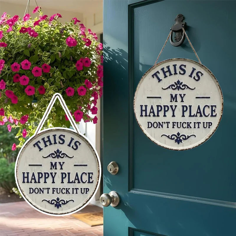 🔥Last Day 49% OFF🎁Happy Place-Vintage Statement Metal Sign