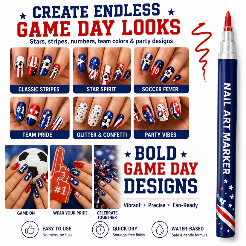 Soccer Fan Nail Art Set – 12 Colors DIY Nail Design Pens for World Cup