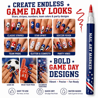 Soccer Fan Nail Art Set – 12 Colors DIY Nail Design Pens for World Cup