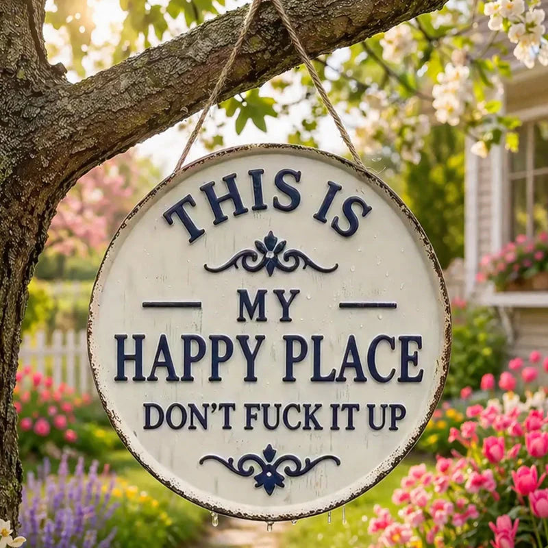 🔥Last Day 49% OFF🎁Happy Place-Vintage Statement Metal Sign