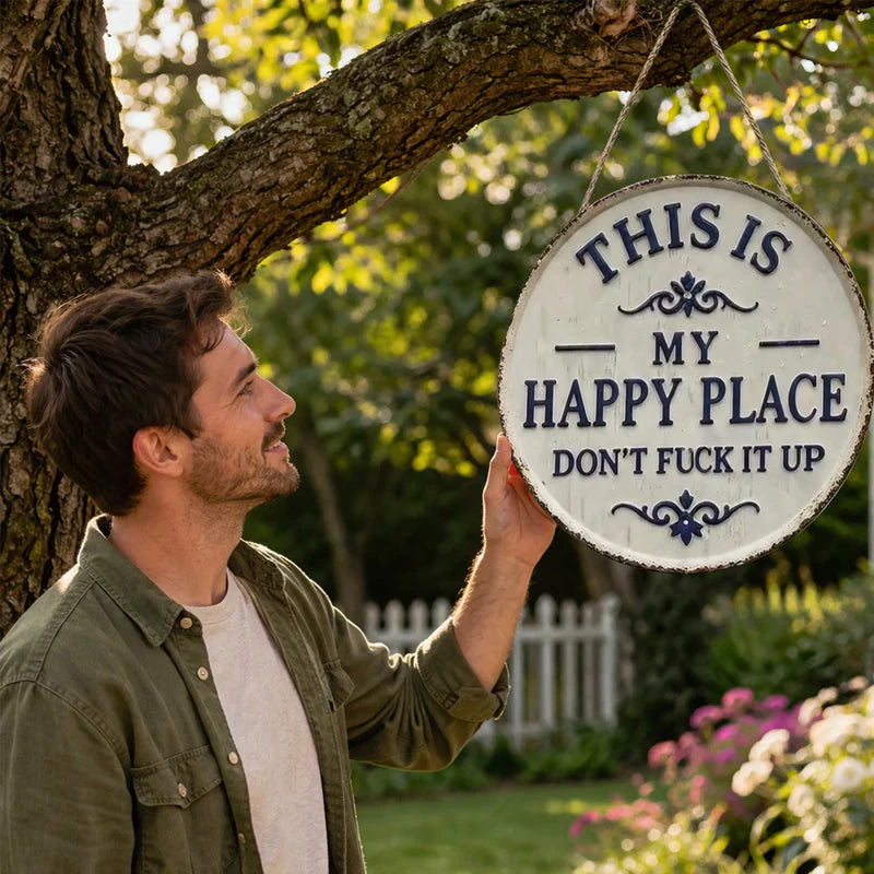 🔥Last Day 49% OFF🎁Happy Place-Vintage Statement Metal Sign