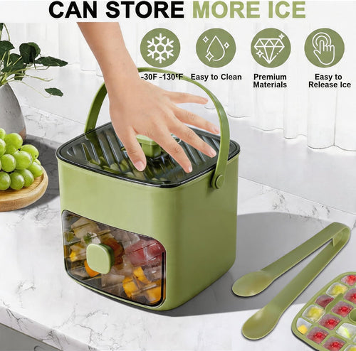 🔥LAST DAY 70% OFF - 🧊Portable Ice Maker with Lid and Storage Box (✨Includes Ice Tongs)