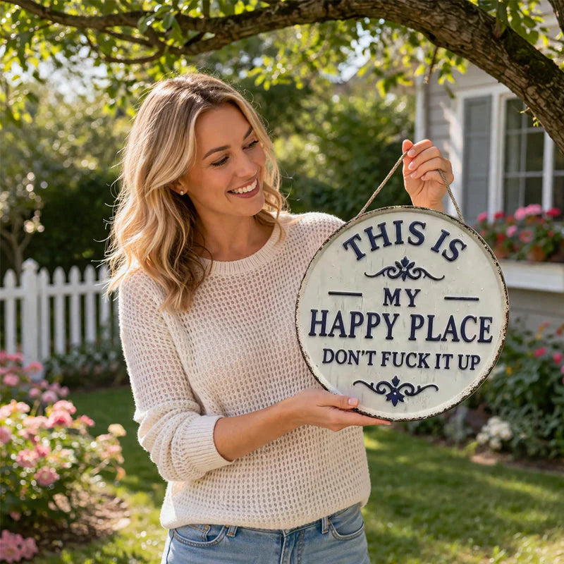 🔥Last Day 49% OFF🎁Happy Place-Vintage Statement Metal Sign