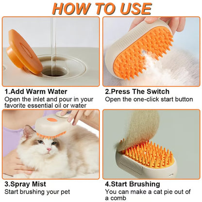 🏆Over 65,000 SOLD!🔥Steamy Pet Brush-a quick and easy pet hair removal comb🐾