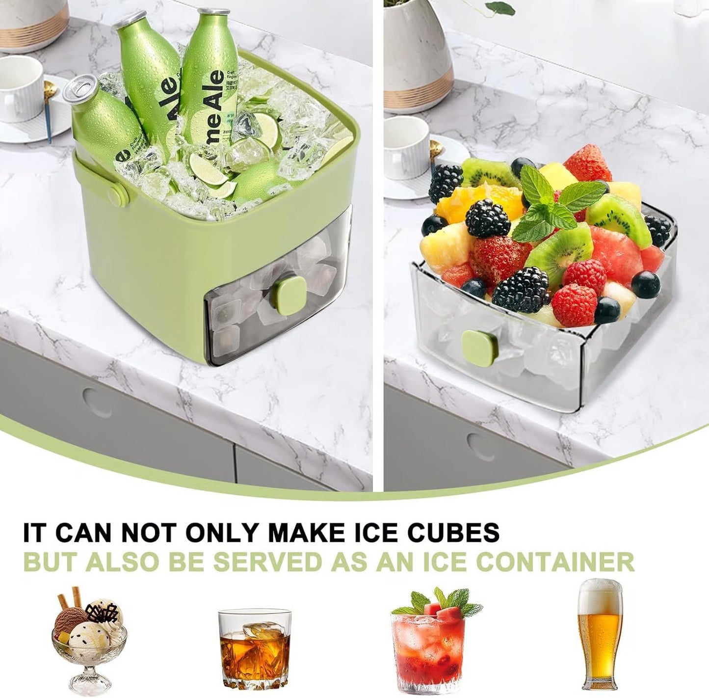 🔥LAST DAY 70% OFF - 🧊Portable Ice Maker with Lid and Storage Box (✨Includes Ice Tongs)