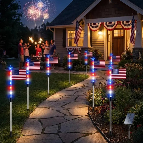⚡Hot Sales 49% OFF🔥8-Piece Flag Light Set – 4th of July Decorations with 8 Lighting Modes – Ideal for Independence Day Pathways, Gardens, and Yard Decor