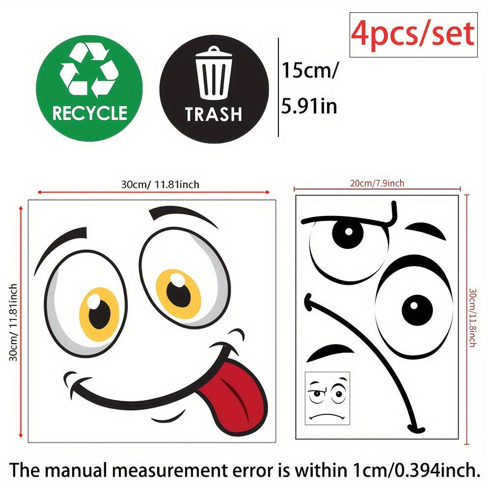 🌱 Eco-Friendly Trash Can Face Sticker Set