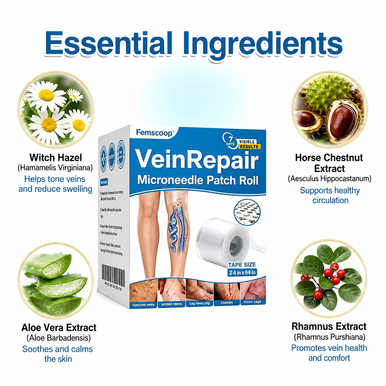 🇨🇦🏆✅️🏃Femscoop® VeinRepair Microneedle Patch Roll⚡Instant Relief, Long-Term Results