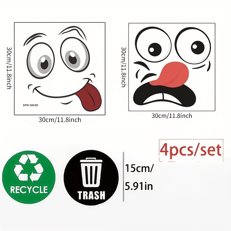 🌱 Eco-Friendly Trash Can Face Sticker Set