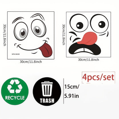 🌱 Eco-Friendly Trash Can Face Sticker Set