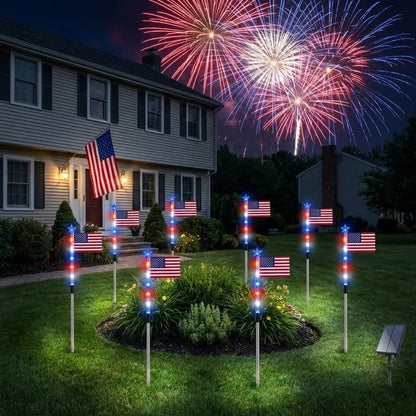 ⚡Hot Sales 49% OFF🔥8-Piece Flag Light Set – 4th of July Decorations with 8 Lighting Modes – Ideal for Independence Day Pathways, Gardens, and Yard Decor