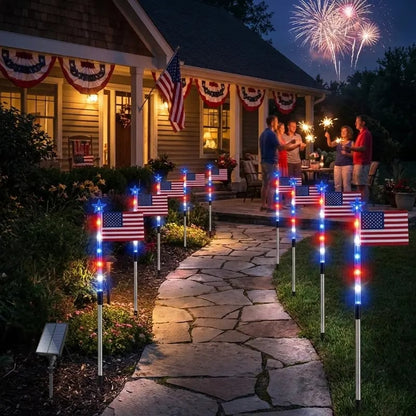 ⚡Hot Sales 49% OFF🔥8-Piece Flag Light Set – 4th of July Decorations with 8 Lighting Modes – Ideal for Independence Day Pathways, Gardens, and Yard Decor
