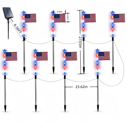 ⚡Hot Sales 49% OFF🔥8-Piece Flag Light Set – 4th of July Decorations with 8 Lighting Modes – Ideal for Independence Day Pathways, Gardens, and Yard Decor